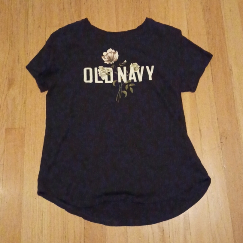 Old Navy Women's Shirt Medium Top Floral Black